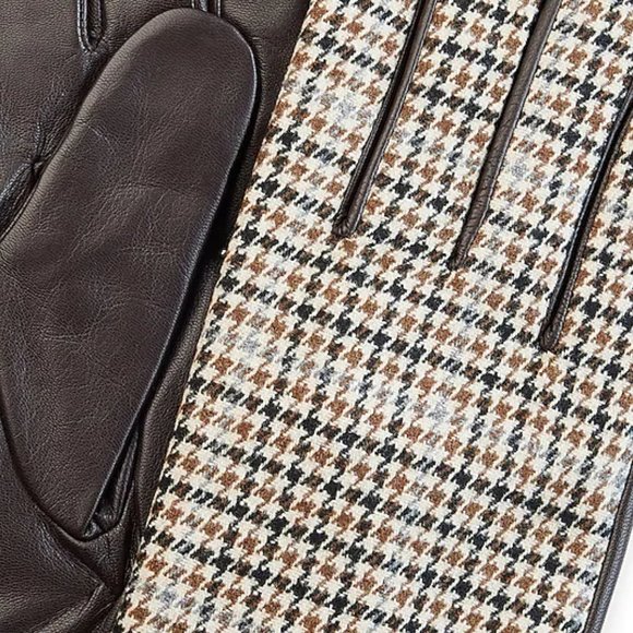 NWT Express Genuine Leather Houndstooth Touchscreen Compatible Gloves - Picture 7 of 9